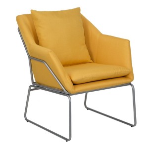 Fotoliu fix tapitat cu stofa, cu picioare metalice Confort Mustariu, l67,5xA73xH80 cm