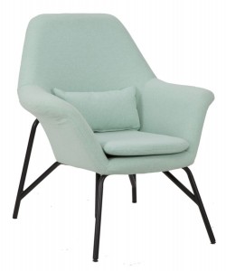 Fotoliu fix  tapitat cu stofa, cu picioare metalice Verde Mint, l88xA80xH92 cm