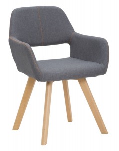 Scaun tapitat cu stofa, cu picioare din lemn Istanbul B Gri, l56xA55xH77 cm