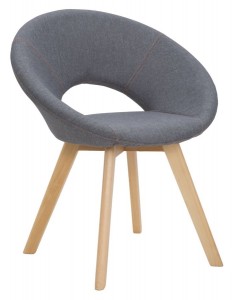 Scaun tapitat cu stofa, cu picioare din lemn Istanbul C Gri, l55xA65xH80 cm