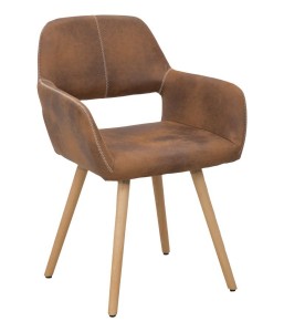 Scaun tapitat cu piele ecologica, cu picioare din lemn Metropolitan Maro, l56xA56xH82 cm