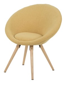 Fotoliu tapitat cu stofa, cu picioare din lemn Mission Mustard, l74xA63xH80 cm