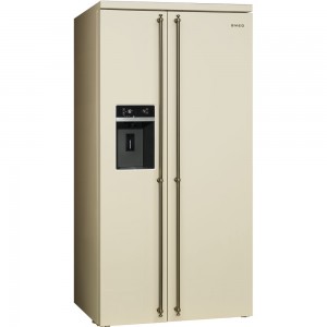 Frigider Side by side SBS8004PO, Crem, 91 cm, Coloniale, SMEG