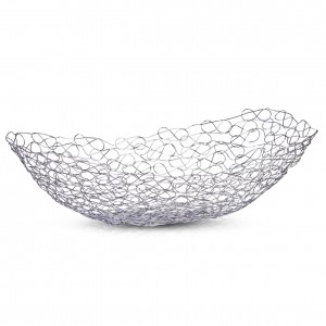 Fructiera Oval, Metal Cromat, l30xA20xH11 cm