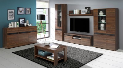 Set de mobila living din MDF, 6 piese Fuler Walnut