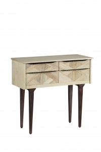 Consola din lemn cu 4 sertare Gatsby Raw, l85xA35,5xH80 cm