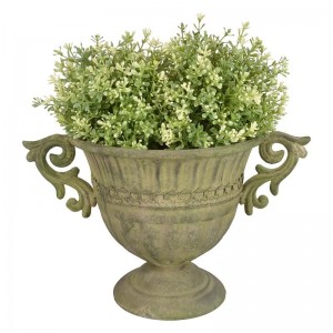 Ghiveci pentru exterior, din metal, Urn S Verde Antichizat, L36,2xl24,5xH21,5 cm