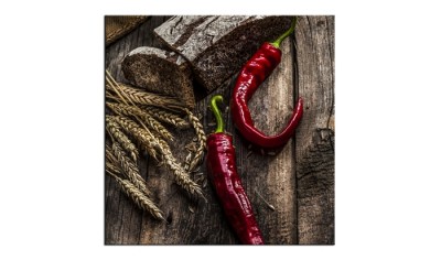 Tablou Sticla Glasspik Peppers 2A, 20x20 cm 