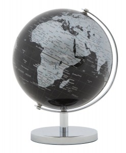 Glob pamantesc din plastic si metal Mapamond Small Negru, Ø13xH17 cm