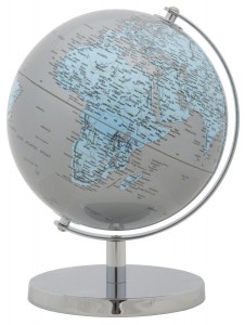 Glob pamantesc din plastic si metal Mapamond Medium Argintiu, Ø20xH28 cm