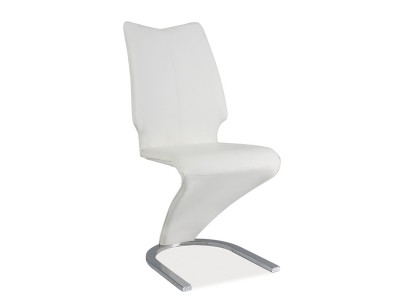 Scaun tapitat cu piele ecologica, cu picioare metalice Han-050 White, l46xA45xH99 cm