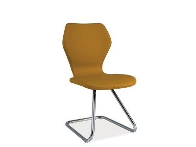 Scaun tapitat cu piele ecologica si picioare metalice, Han-677 Mustariu / Crom, l47xA43xH87 cm