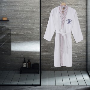 Halat de baie barbati, din bumbac, Beverly Hills Polo Club 701 Alb, L / XL