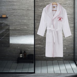 Halat de baie femei, din bumbac, Beverly Hills Polo Club 701 Alb, M / L