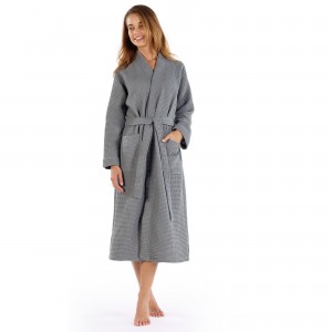 Halat de baie femei din bumbac, Mia Gri Inchis, XL