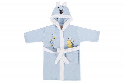 Halat de baie pentru copii, din bumbac, Bear Albastru, 6 / 7 ani