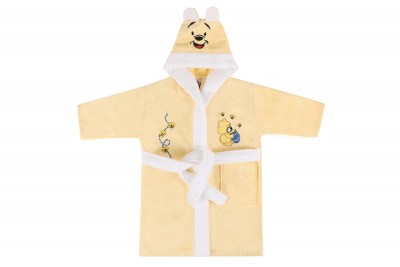 Halat de baie pentru copii, din bumbac, Bear Galben, 10 / 11 ani