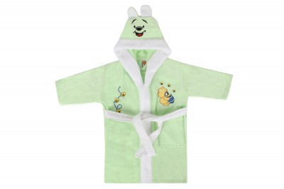 Halat de baie pentru copii, din bumbac, Bear Verde, 10 / 11 ani