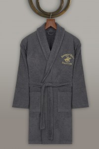 Halat de baie unisex, din bumbac, Beverly Hills Polo Club 700 Antracit, L / XL