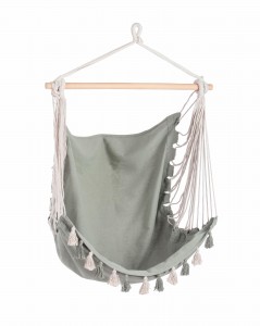 Hamac tip scaun, din bumbac si poliester, Tassel Verde Mint, L130xl100 cm