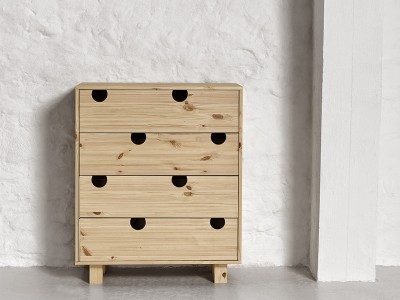 Cabinet din lemn de pin, cu 4 sertare House Nature, l75xA40xH90 cm