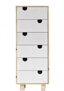 Cabinet din lemn de pin, cu 6 sertare House Nature / White, l50xA40xH130 cm