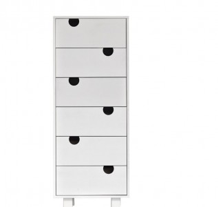 Cabinet din lemn de pin, cu 6 sertare House White, l50xA40xH130 cm