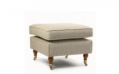 Taburet tapitat, cu picioare din lemn de fag si roti din alama Howard, l62xA62xH48 cm