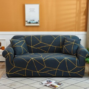 Husa elastica canapea + 1 fata perna, Moon A005 Bleumarin / Galben