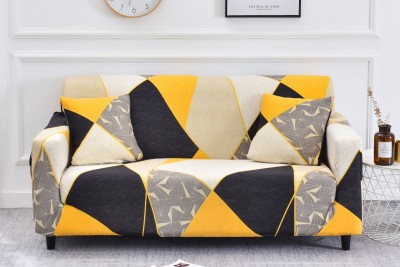 Husa elastica canapea + 1 fata perna, Softstrech Abstract B047 Bej / Maro