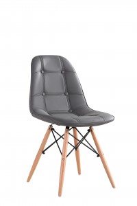 Scaun tapitat cu piele ecologica si picioare de lemn, Iars Grey, l41xA36xH83 cm