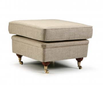 Taburet tapitat, cu picioare din lemn de fag si roti din alama Winston C, l62xA62xH48 cm