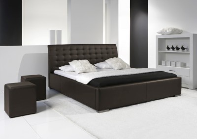 Pat tapitat cu piele ecologica Isa Comfort Maro