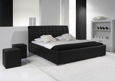 Pat tapitat cu piele ecologica Isa Comfort Negru