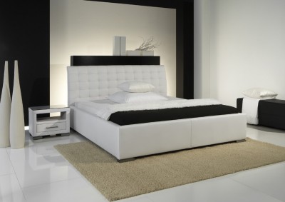 Pat tapitat cu piele ecologica Isa Comfort Alb