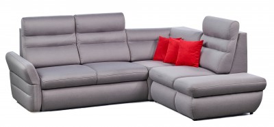 Coltar extensibil cu lada de depozitare, cu sezlong pe dreapta Jazz Grey, l255xA217xH106 cm