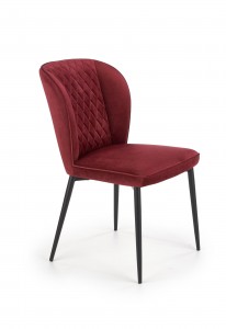 Scaun tapitat cu stofa si picioare metalice Kai-399 Velvet Bordeaux / Negru, l50xA60xH84 cm