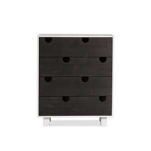 Cabinet din lemn de pin, cu 4 sertare House White / Black, l75xA40xH90 cm