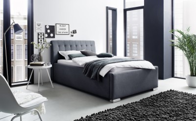 Pat tapitat cu capatai capitonat si stofa  La Finca Anthracit