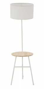 Lampadar cu etajera Bianca Alb / Natural