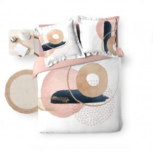 Lenjerie de pat din bumbac, Novaline Alb / Roz, 240 x 260 cm