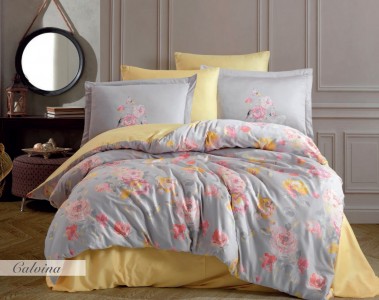 Lenjerie de pat din bumbac Satinat Calvina Multicolor, 200 x 220 cm