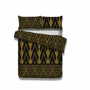 Lenjerie de pat din flanel Snuggy Decoratif Black / Yellow