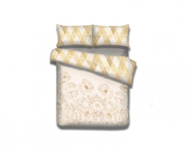 Lenjerie de pat din flanel Snuggy Golden Poppy Cream / Gold