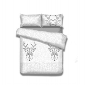 Lenjerie de pat din flanel Snuggy My Deer Friend White / Light Grey