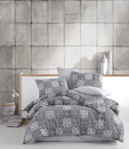 Lenjerie de pat Ranforce Ceramica V1 Gri-2 pers-200 x 220 cm