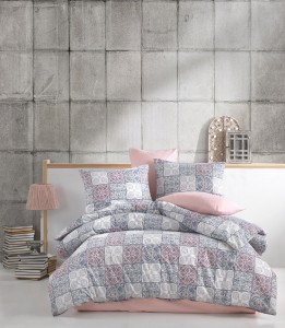 Lenjerie de pat Ranforce Ceramica V2 Roz-2 pers-200 x 220 cm