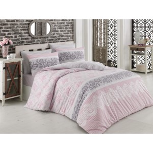 Lenjerie de pat Ranforce Irene V1 Pink