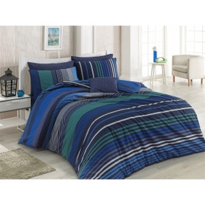 Lenjerie de pat Ranforce Marley V1 Navy