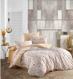 Lenjerie de pat Ranforce Octavia V2 Bej-2 pers-200 x 220 cm